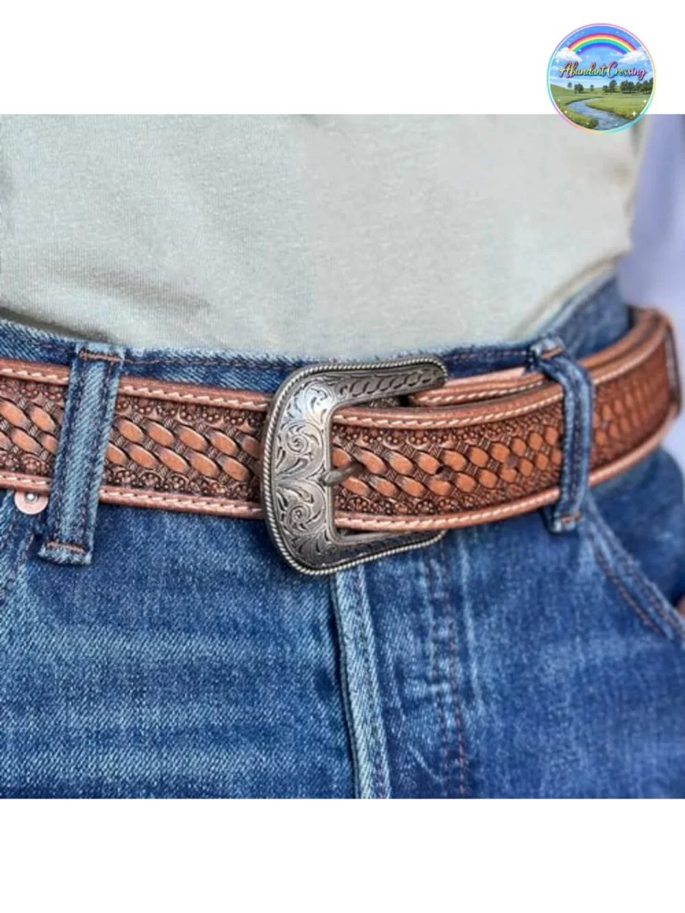 Full Grain Leather Western Belt Handmade Tooled 1.5
